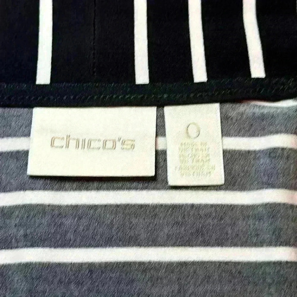 Chico's Size 0 (same as size 4/6) Striped Open Front Poly/Spandex Cardigan - Picture 9 of 12